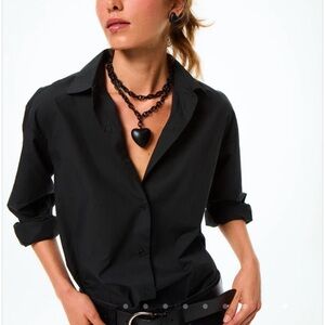 Black Roxanne Assoulin Puffy Heart Necklace